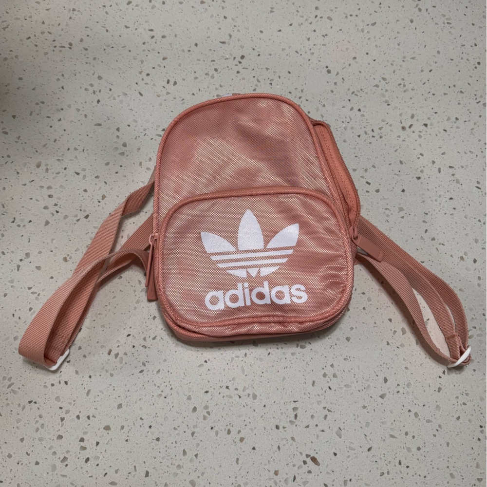 Pink Adidas Mini Backpack/Purse for Every Day Use with Two Zipper Pockets